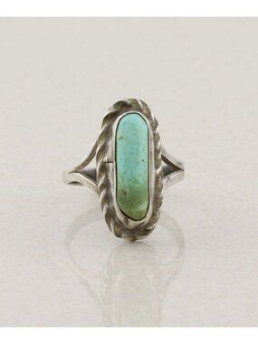 Sterling Silver Natural Turquoise Ring Size 4 3/4 Teen, Child, Pinky